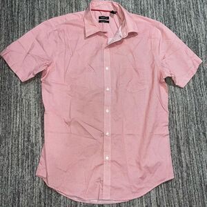 Van Heusen Mens Large Classic Fit Button Front‎ Shirt Red White Diamond Pattern